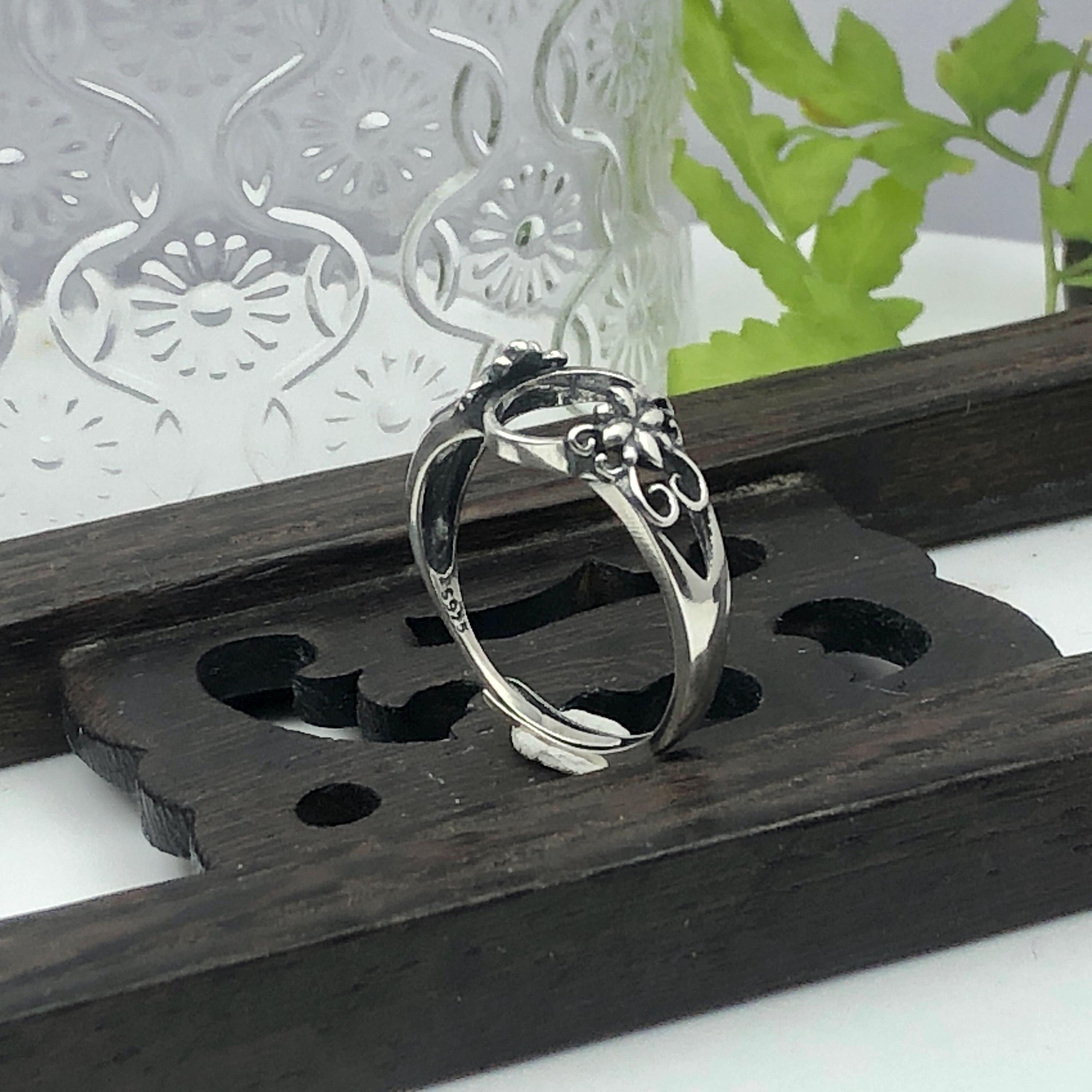 Ring Blank (7x10mm/12x15mm Oval Blank) Adjustable Thai Sterling Silver Ring Base Oval Cabochon Ring Setting R1220B