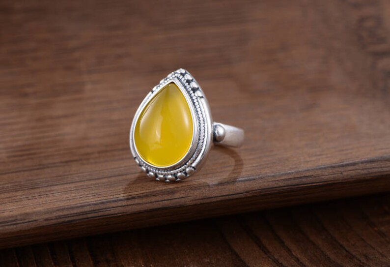 Adjustable Thai Sterling Silver Ring Base Oval Cabochon Ring Setting R882B Ring Blank 10x13.8mm12x16mm Teardrop Blank