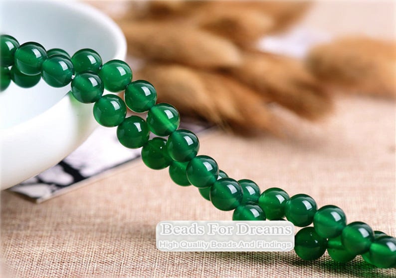 Natural Green Agate Beads, Smooth Round 2mm-16mm, 15.4 Inch Strand GA19 image 1