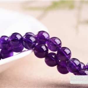 Grade A Natural Amethyst Beads,, Smooth Round 4mm-12mm, 15.4 Inch Strand GM07 image 2