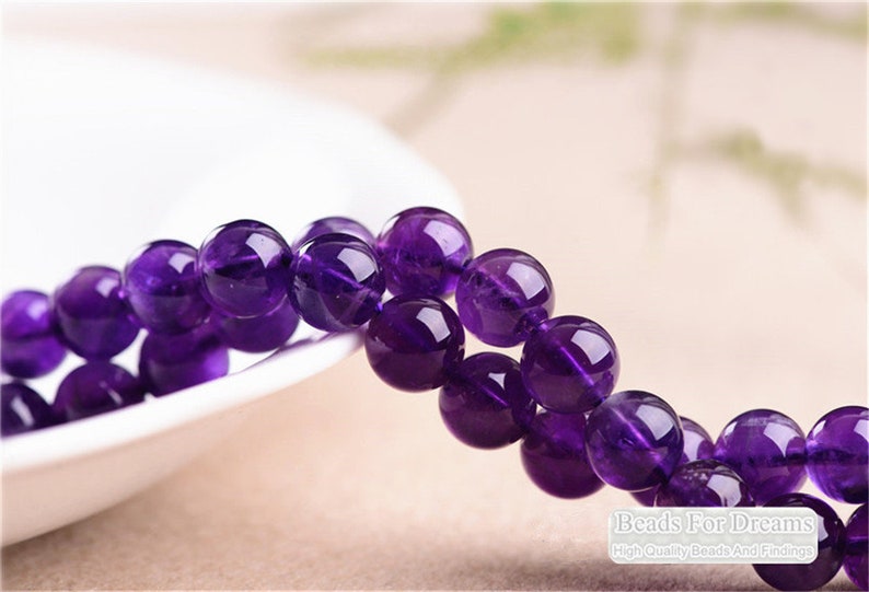 Grade A Natural Amethyst Beads,, Smooth Round 4mm-12mm, 15.4 Inch Strand GM07 image 2