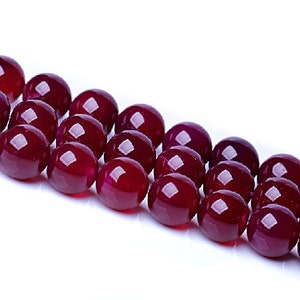10mm Natural Rose Red Agate Beads, Smooth Round, 15.4 Inch Strand GA36 image 5