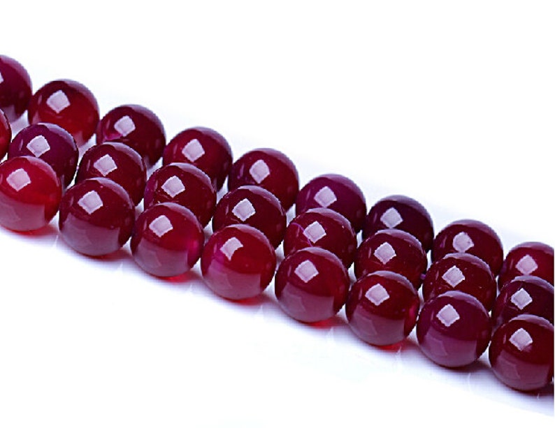 10mm Natural Rose Red Agate Beads, Smooth Round, 15.4 Inch Strand GA36 image 5