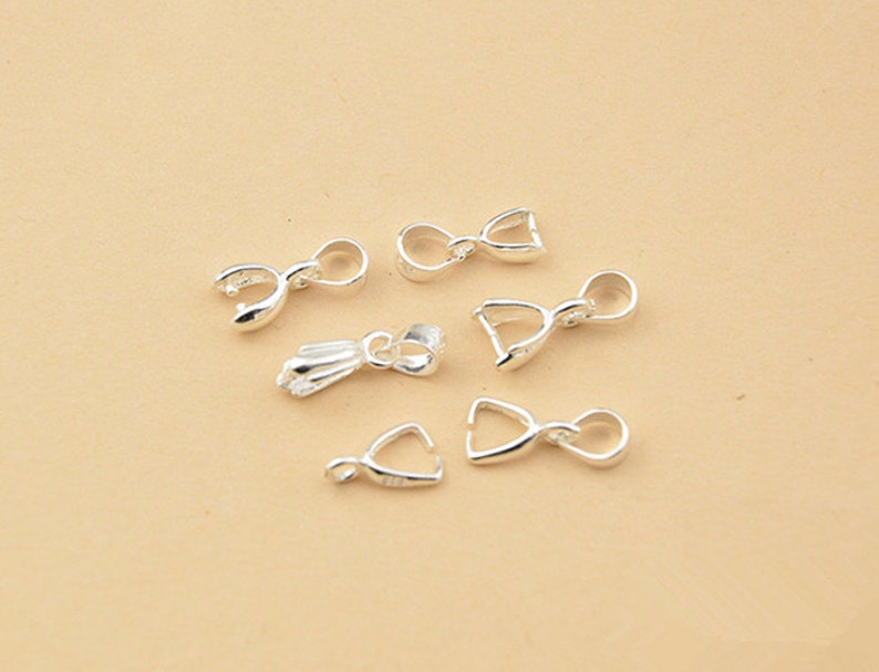 10pcs Sterling Silver Pinch Bails, 925 Silver Pendant Bails, 6 styles to choose PB05S image 3