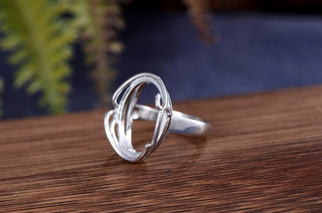 Adjustable Ring Blank 15x20mm Oval Blank Sterling Silver Etsy