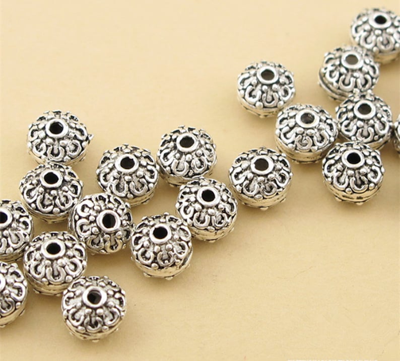 5pcs 7mm Thai Sterling Silver Beads Flat Round Solid 925 | Etsy