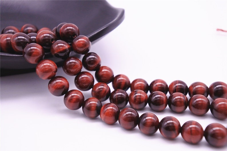 6mm-18mm Natural Red Tiger Eye Beads, Grade AAA, Smooth Round, 15.4 Inch Strand GE16 image 1