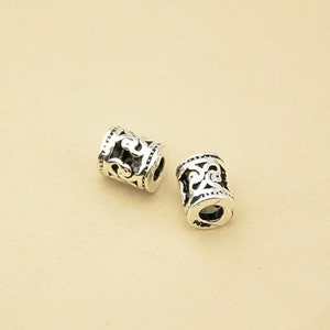 5pcs Thai Sterling Silver Small Openwork Tube Beads, 925 Thai Silver Tube Spacers, 5mm6mm T018T image 2