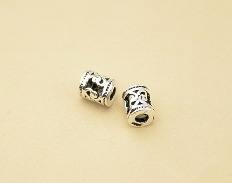 5pcs Thai Sterling Silver Small Openwork Tube Beads, 925 Thai Silver Tube Spacers, 5mm6mm T018T image 2