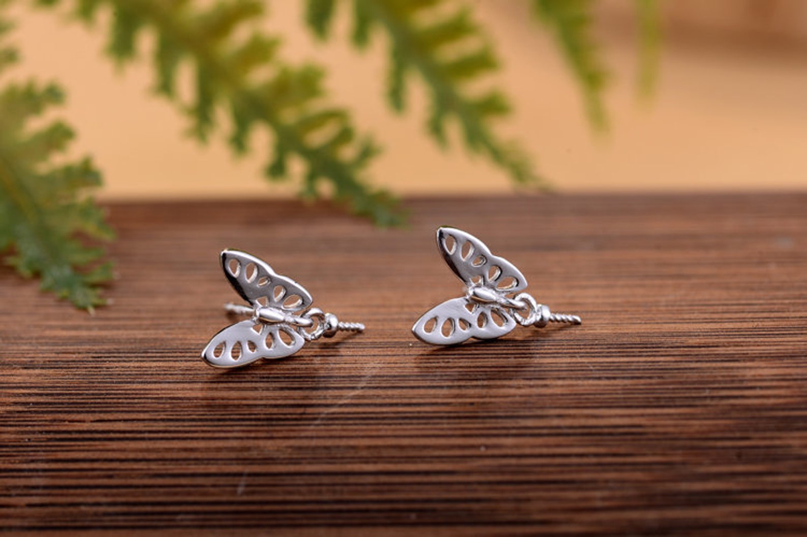 Sterling Silver Earring Settings for 611mm Round Beads White Etsy