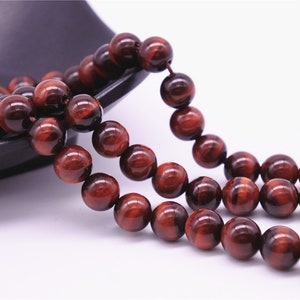 6mm-18mm Natural Red Tiger Eye Beads, Grade AAA, Smooth Round, 15.4 Inch Strand GE16 image 2