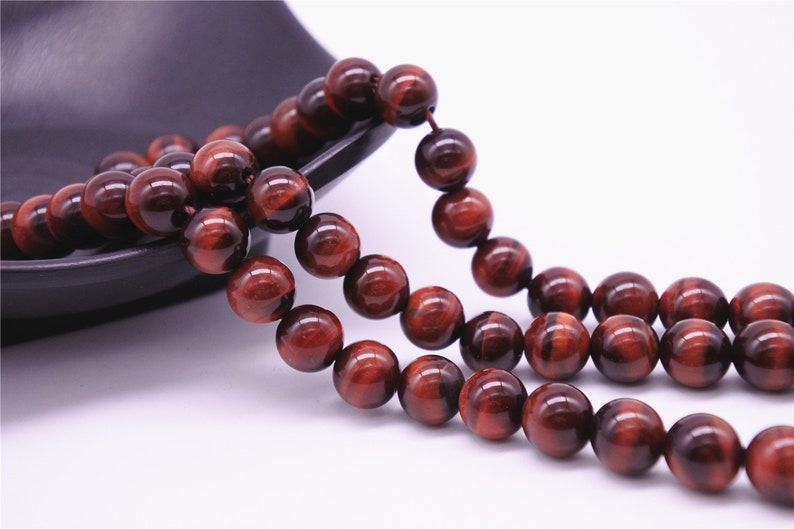 6mm-18mm Natural Red Tiger Eye Beads, Grade AAA, Smooth Round, 15.4 Inch Strand GE16 image 2