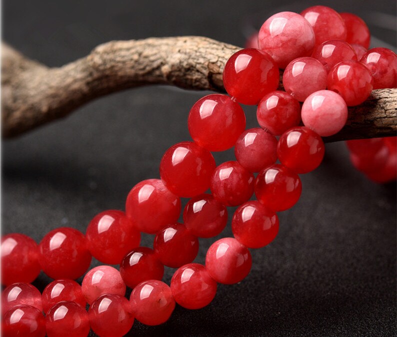 Natural Multitones Red Jade Beads Smooth Polished Round Etsy