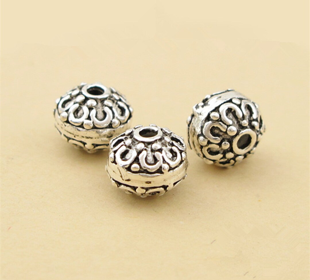 5pcs 7mm Thai Sterling Silver Beads Flat Round Solid 925 - Etsy UK
