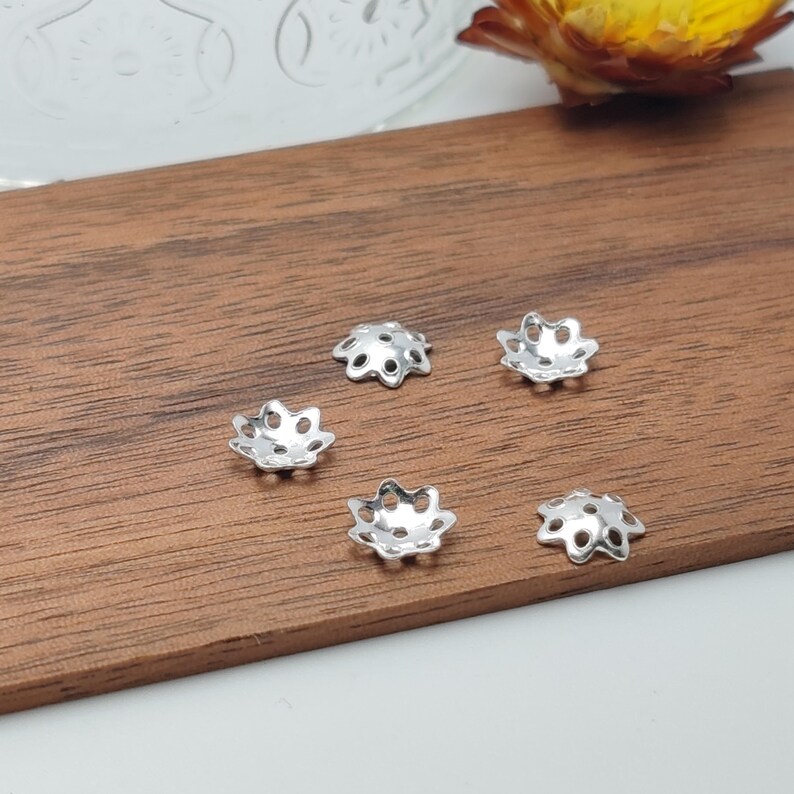 10pcs Sterling Silver Bead Caps, Openwork 925 Silver Bead Caps 4mm 5mm 6mm 8mm (B001C) image 5