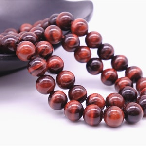 6mm-18mm Natural Red Tiger Eye Beads, Grade AAA, Smooth Round, 15.4 Inch Strand GE16 image 4