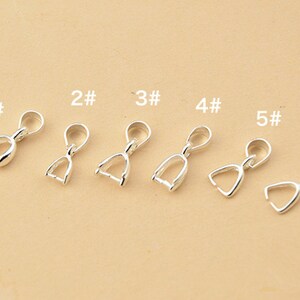 10pcs Sterling Silver Pinch Bails, 925 Silver Pendant Bails, 6 styles to choose PB05S image 1