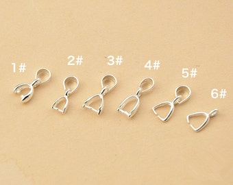 10pcs Sterling Silver Pinch Bails, 925 Silver Pendant Bails, 6 styles to choose (PB05S)