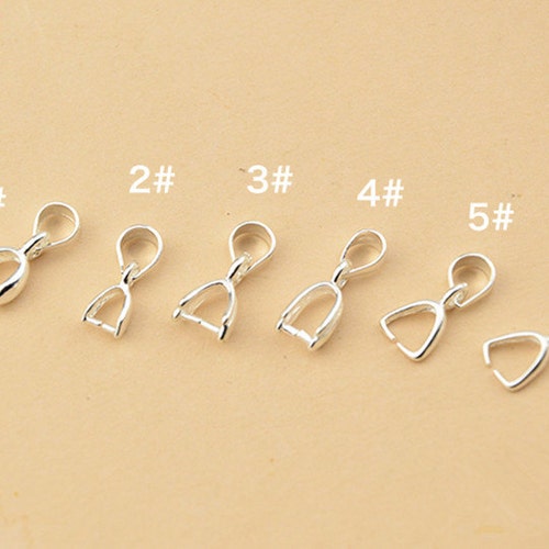 2Pcs 925 Sterling Silver Pinch Bail, 14mm Pendant Bail Clasp