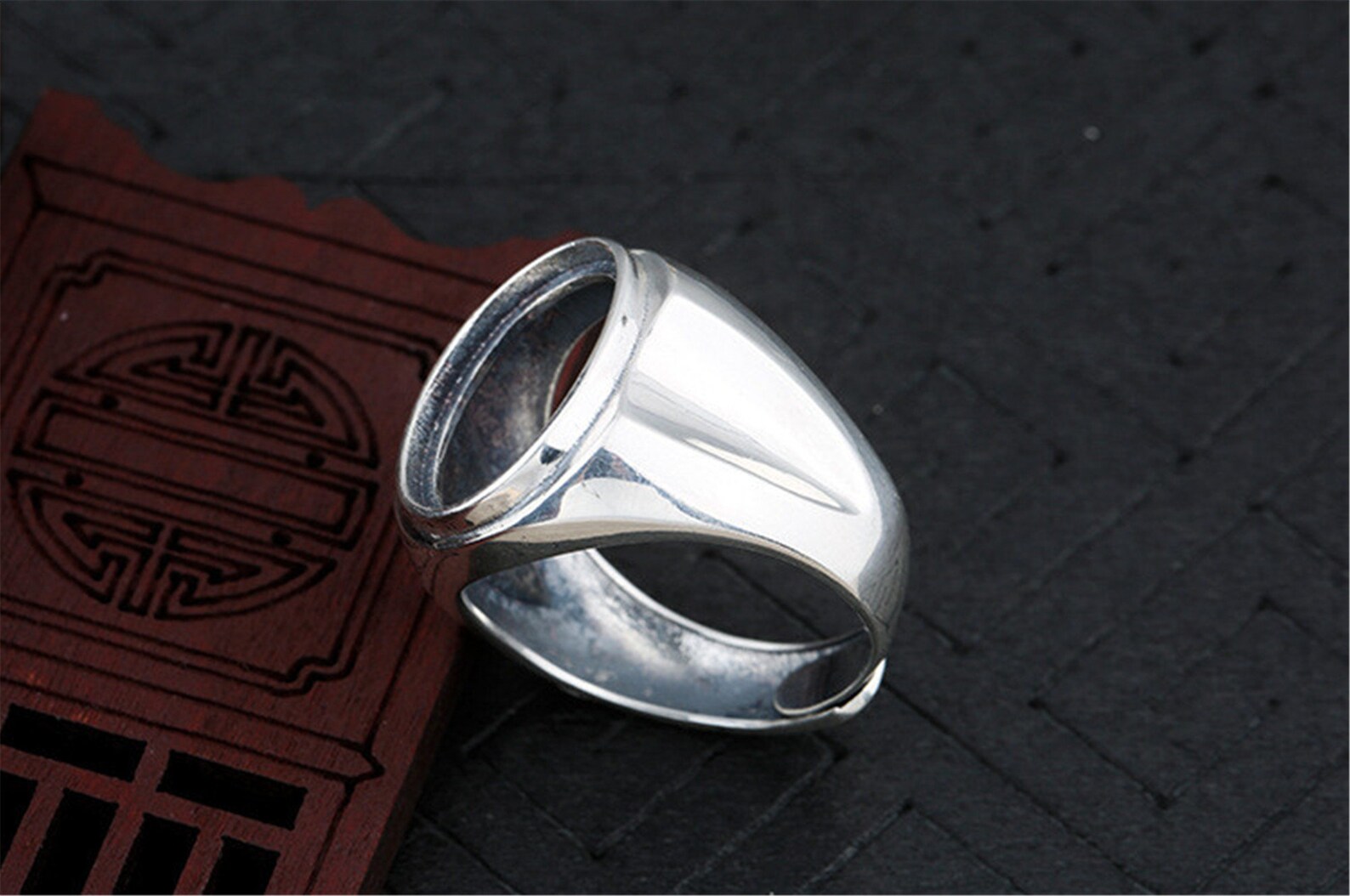 Men's Ring Blank 13.5x18mm Oval Blank Adjustable 925 Etsy