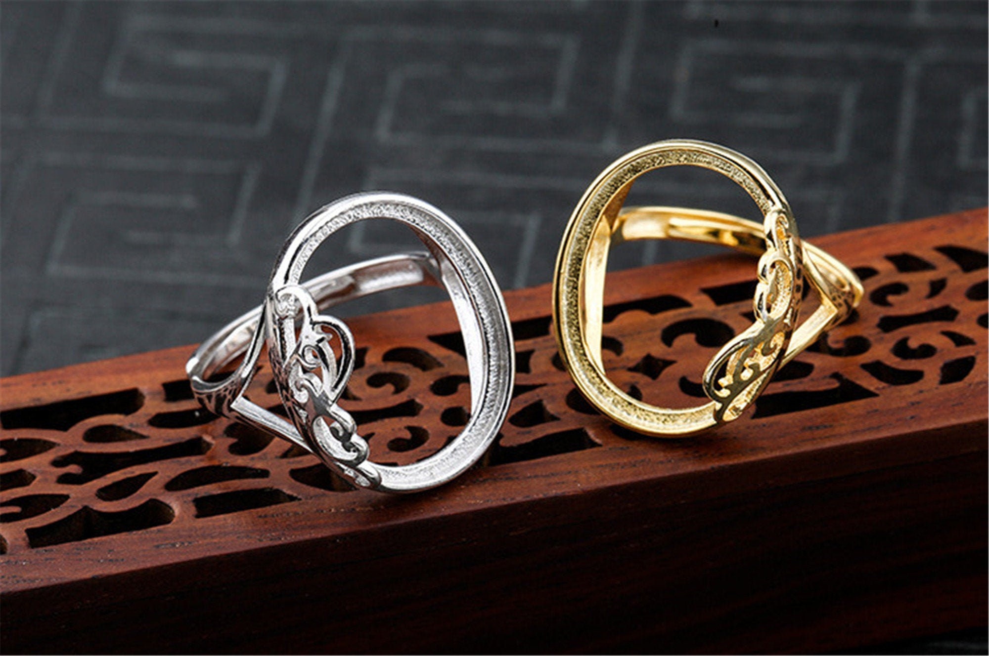 UNICRAFTALE Ring-Rohlinge – 20 Stück, Halbrund, 6 Mm Tablett, Edelstahl, Mit Glascabochons