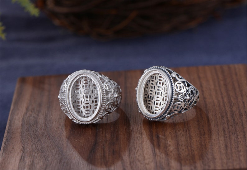 Adjustable Thai Sterling Silver Men's Ring Blank Filigree | Etsy