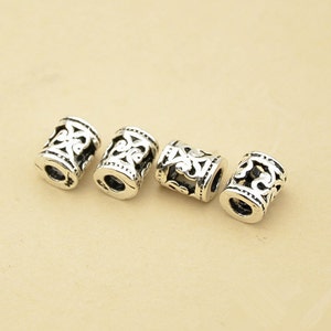 5pcs Thai Sterling Silver Small Openwork Tube Beads, 925 Thai Silver Tube Spacers, 5mm6mm T018T image 1