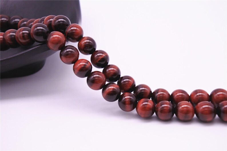 6mm-18mm Natural Red Tiger Eye Beads, Grade AAA, Smooth Round, 15.4 Inch Strand GE16 image 3