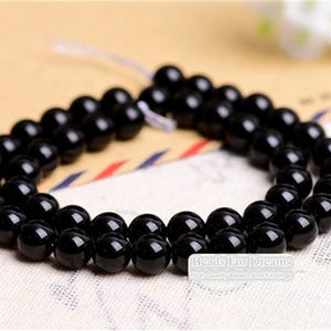 2mm-20mm Natural Black Agate Beads, Smooth Round, 15.4 Inch Strand GA06 image 4