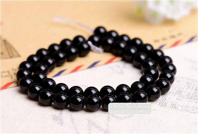 2mm-20mm Natural Black Agate Beads, Smooth Round, 15.4 Inch Strand GA06 image 4
