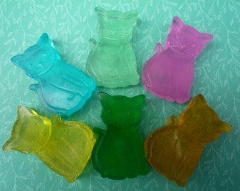 novelty cat fragrance free clear soaps x 6 soaps handmade