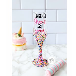 Birthday champagne flute, birthday champagne glass, 50th birthday glass, 40th birthday glass, 30th birthday glass, 21st birthday glass