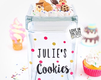 Grandma cookie jar, friend cookie jar, Custom cookie jar, personalize cookie jar, bakery cookie jar, baking cookie jar, faux frosting topper