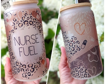 Personalized glass nurse tumbler, labor and delivery nurse tumbler, nurse graduation gift, nursing student tumbler, nurse coffee mug, icu