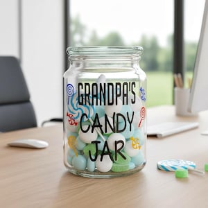 Personalized Grandpa Candy Jar, Candy gift jar, snack holder for Grandpa, custom glass treat with lid, dad bar decor, jar for snacks