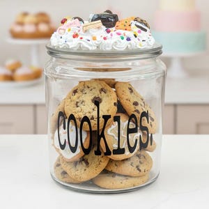 Large Glass Cookie Jar, Housewarming Kitchen Gift, Baking Enthusiast Gift, Modern Cookie Canister Biscuit Jar, Wedding Dessert Table Favors