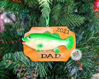 Fisherman ornament, fishing ornament, fisher ornament, fish ornament, gift for fishermen, grandpa ornament, dad ornament, fishing gift