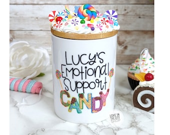 Emotional Support Candy Glass Candy Jar