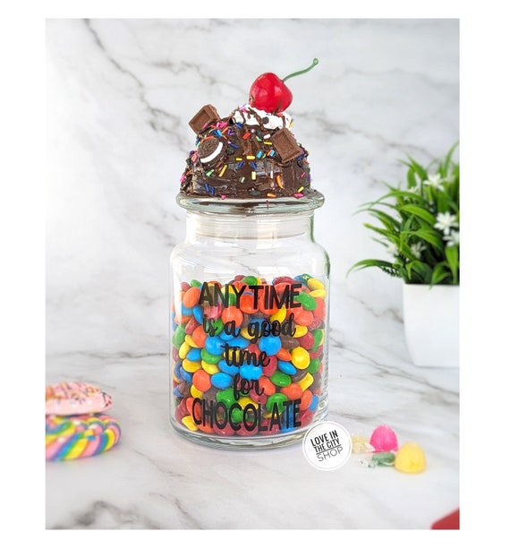 Chocolate Candy Jar, Chocolate Candy Bowl, Mom Candy Jar, Desk Candy Jar,  Frosting Topper, Candy Holder, Office Candy Jar, Custom Candy Jar 