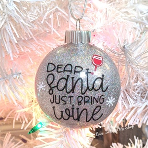 Wine ornament, funny christmas gift, personalized wine gift, alcohol ornament, funny ornament, glitter ornament, personalized wine ornament