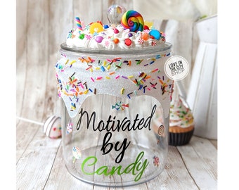 Office candy jar, custom candy jar, candy theme, funny candy jar, friend candy jar, boss candy jar, motivational jar, fake frosting topper