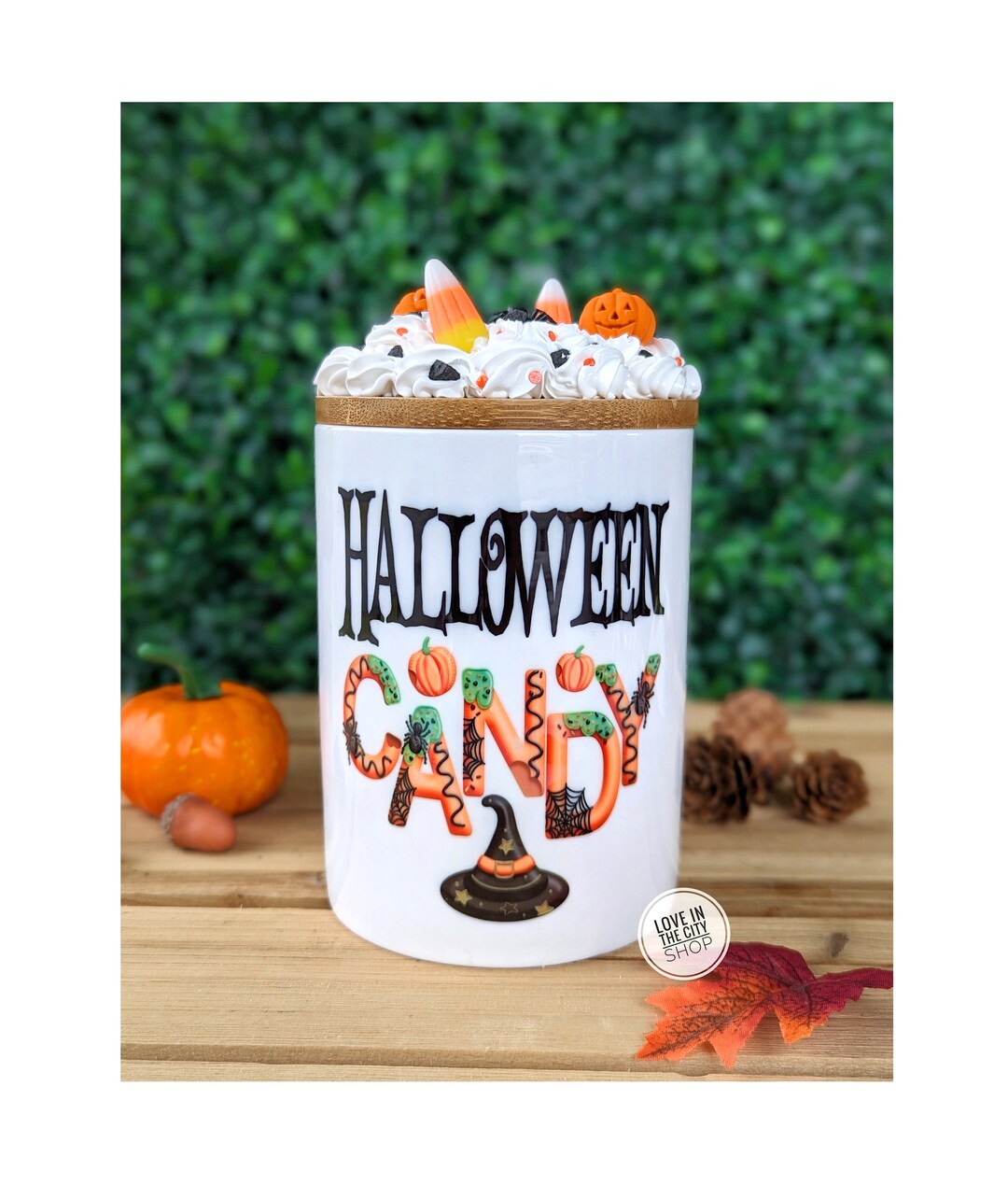 Ceramic Halloween Candy Jar With Lid, Office Candy Bowl, Trick or Treat