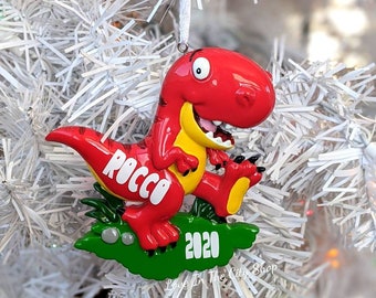 Dinosaur ornament, T Rex ornament, boy ornament, child ornament, Dinosaur gift, Christmas dinosaur, personalized dinosaur, custom dinosaur