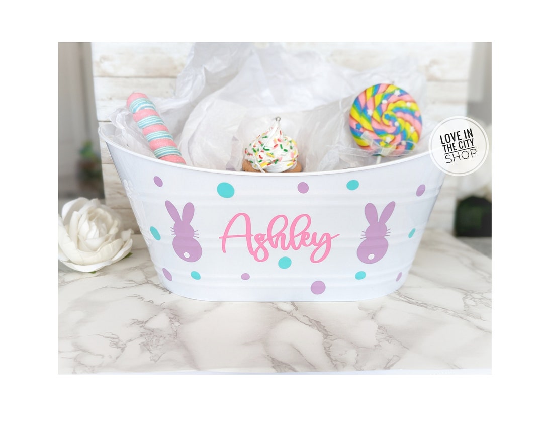 Custom Easter Basket, Plastic Easter Basket, Personalized Easter Basket, Kids Easter Basket