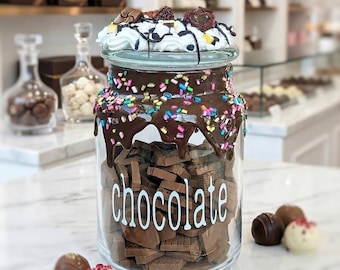 Personalized Chocolate Candy Jar | Custom Office Treat Jar | Therapist Office Decor | Luxury Sweets Display | Gift for Chocolate Lover Jar