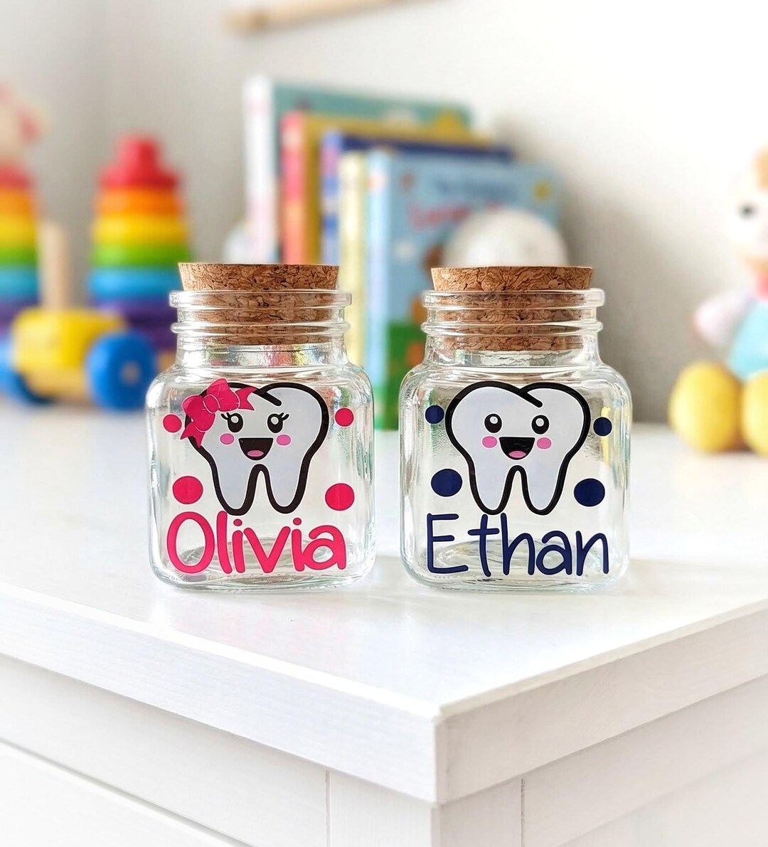Teeth In Jar Tooth Fairy Jar, Personalized Tooth Jar, Baby Tooth Storage, Baby ...