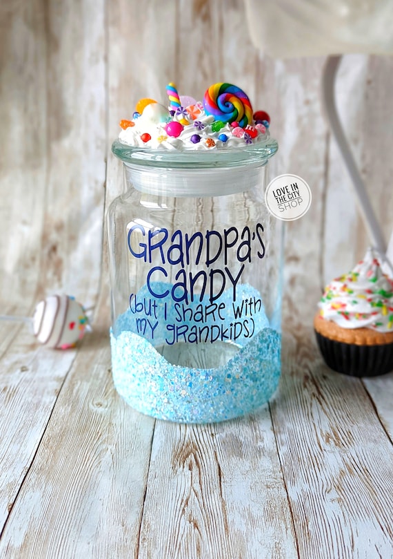 Personalized Grandpa Candy Jar With Lid, Custom Jar for Nuts, Home