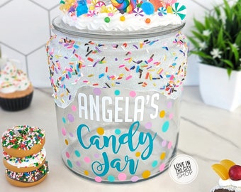 Personalized glass candy jar, Fake Frosting office candy jar with whipped cream lid, large glass candy jar for home office, kids candy jar
