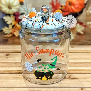 Halloween Cookie Jar, Halloween jar, Halloween Candy Jar, Halloween gift, Witch Candy Jar, Halloween candy bowl, Halloween Jar, Custom jar