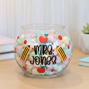 Teacher jar, teacher candy jar, teacher candy bowl, Office Candy Bowl, office candy jar, receptionist candy jar, principal gift, teach jar